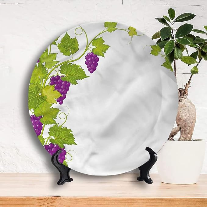 Ceramic Plates, Vineyard Decorative Ceramic Plates, Italian Latin Artistic, 8 Inch, Household Plates Decorative, Multicolor