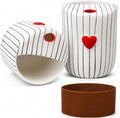 Ceramic Coffee Mug with Sip Hole, 12oz Striped Coffee Cup with Heart Accent by KOIMYSA