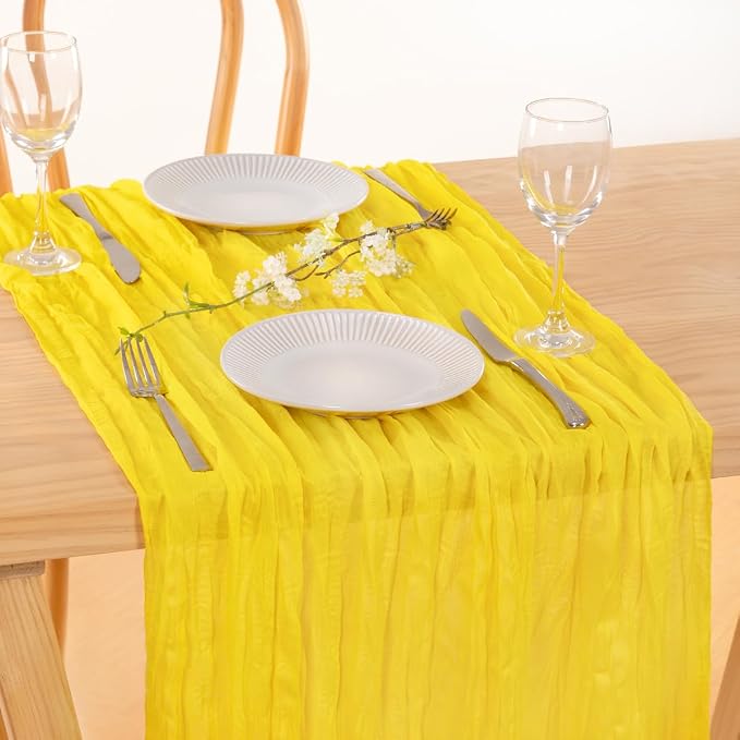 2 Pack Yellow Cheesecloth Table Runner 10ft Rustic Gauze Centerpiece | - Image 5