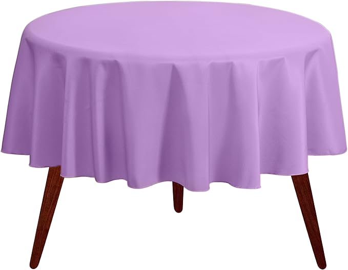 Gee Di Moda Round Tablecloth - 90 Inch Lavender Round Table Cloth for 30 to 60 Inch Round Tables - Heavy Duty Washable Fabric - for Buffet Table, Holiday Party, Dinner, Wedding & Baby Shower
