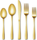 20 Pcs Gold Silverware Set, Stainless Steel Flatware Set by WISKEMA