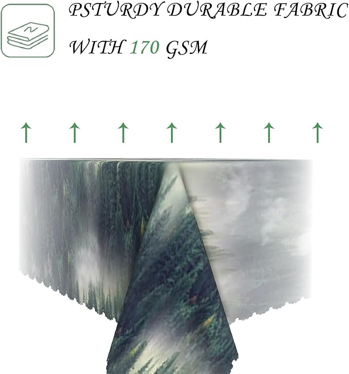 70x140 Inch Nature Rectangular Tablecloth Bird Fog Pine Tree Dreamland Table Cloth Waterproof Durable Table Cover for Holiday Picnic Outdoor BBQ Decor
