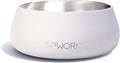Sipworks Stainless Steel Dog Bowl – 32oz Weighted Metal Food and Water Bowls for Dogs and Cats with Non-Slip Base - Pet Bowls for All Breeds Sizes for Travel & Outdoor Play | White