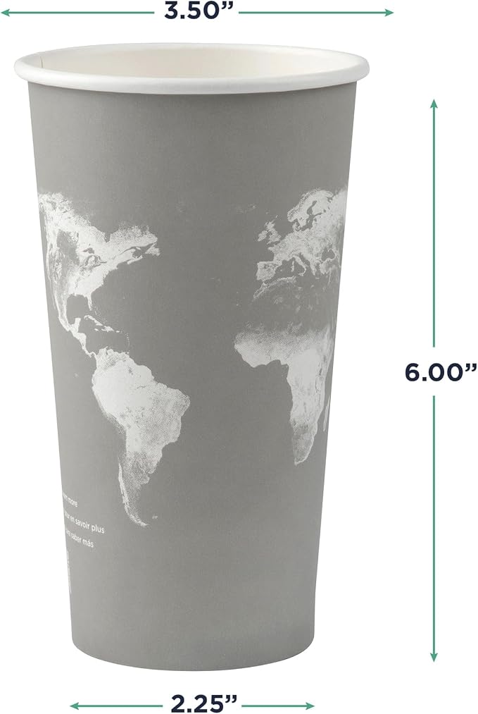 ECO PRODUCTS Compostable Disposable World Art 20oz Large Coffee Cups, Case of - Image 3