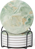 Set of 6 Sage Green Marble Coasters by Hoomey