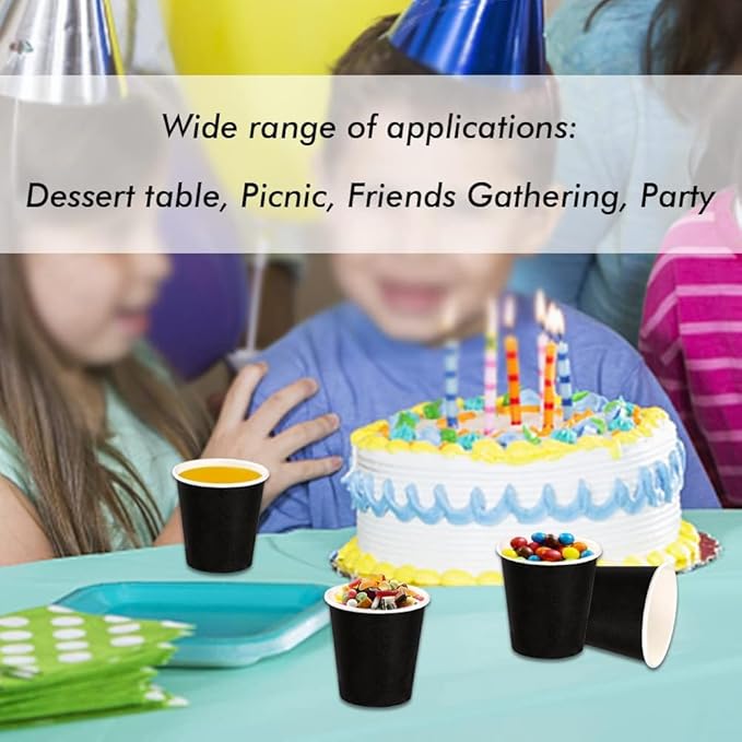 Wuadua 50 Pack 3 oz Black Espresso Paper Cups - Sturdy and Leak-Proof for Parties, Events, Office, Home Use Disposable Mouthwash Cups - Ideal for Hot/Cold Drinks, Smooth Rim Design, Eco-Friendly