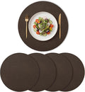 Artoid Mode Coffee Faux Leather Placemats Set of 4, 15 Inch Waterproof Wipeable Heat Resistant Vinyl Place Mats, Reversible Table Mats for Kitchen Dining Decor