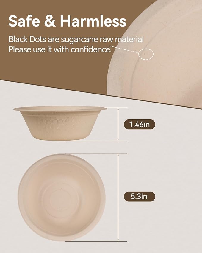 Dynta 380 Pack 12oz Paper Bowls, Small Compostable Disposable Bowls for Parties, Desserts| Microwave & Freezer Safe(Natural Brown)
