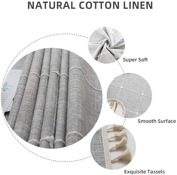 Deep Dream Tablecloths, Embroidered Waterproof Table Cloth Cotton Linen Wrinkle Free Anti-Fading Table Cover Decoration for Kitchen Dinning Party Christmas, 55 x 86 Inch - Gray