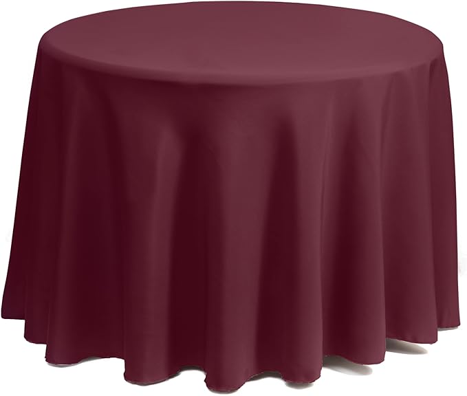 Gee Di Moda Round Tablecloth - 70 Inch Burgundy Round Table Cloth for 24 to 48 Inch Round Tables - Heavy Duty Washable Fabric - for Buffet Table, Holiday Party, Dinner, Wedding & Baby Shower
