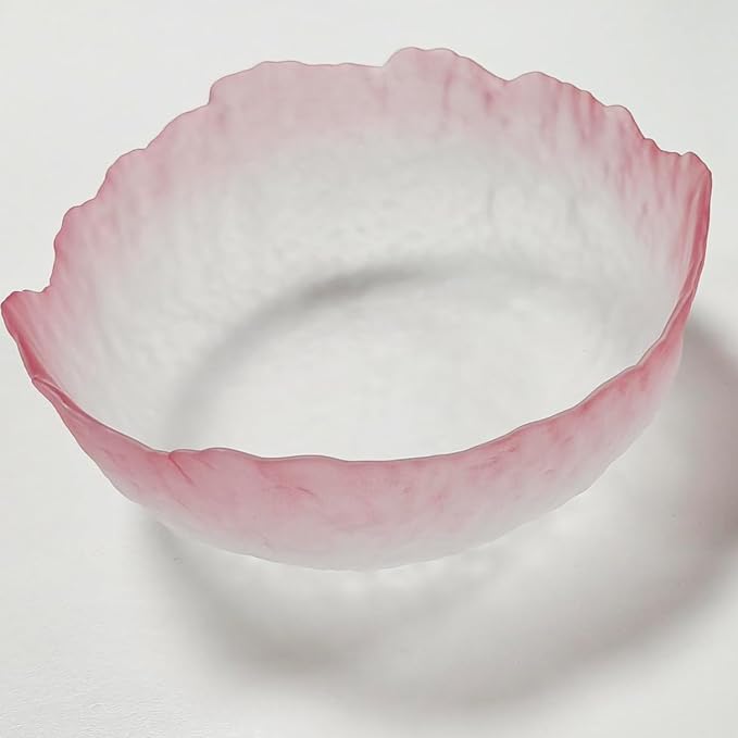 Glass Bowl for Salad Candy Fruit Serving, Decorative Bowl, Dish-Pink 7.6" | by SYXLTSH