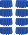 8 Pack Royal Blue Round Tablecloth 90 Inch Stain and Wrinkle Resistant Round Royal Blue Table Cloth Reusable and Washable Polyester Fabric Table Covers for Buffet Wedding Party and Banquet