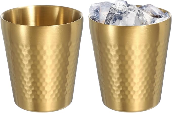 uxcell 2 Pcs Stainless Steel Cups, 9oz/260ml Metal Cups Diamond Textured by uxcell