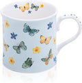 Colorful Butterfly & Floral Coffee Mug – 12 oz Premium New Bone China Blue Tea by MFoffice