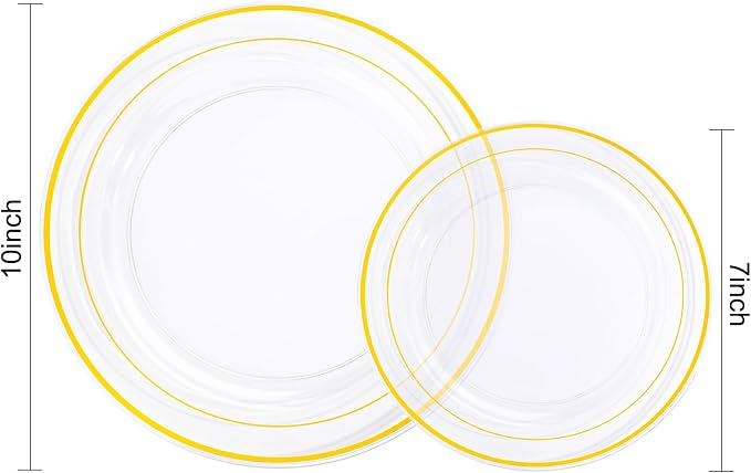 200 Pcs Clear Gold Plastic Plates - Image 4