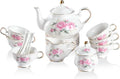 Sweejar Porcelain Tea Set Vintage Floral, British Relief Gold Rim Teapot Cup by Sweejarco1949