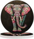 Tribal Elephant Table Coasters for Drinks Vintage Boho Colourful African Animal Isolate Portrait 100% Diatomite Home and Dining Room Bar Decor 4 X 4 X 0.35 Inch for Men Women