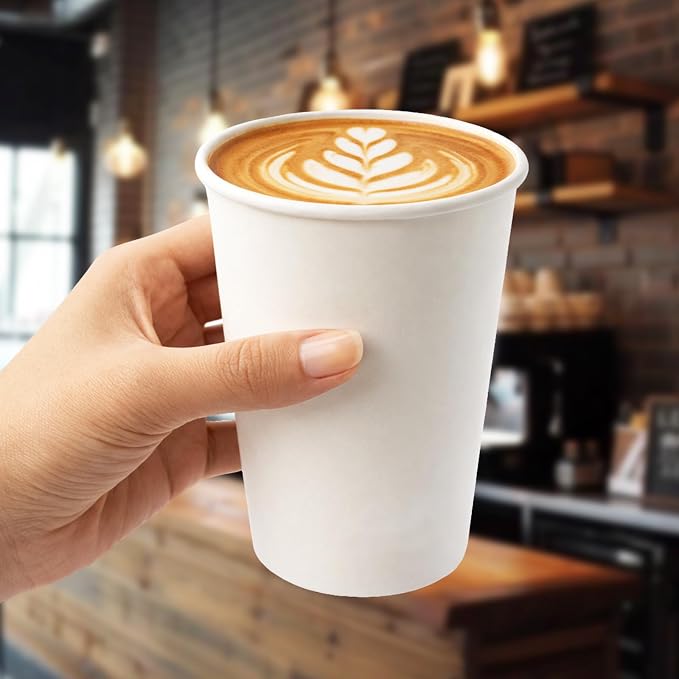 Paper Coffee Cups 12 oz, 100 Pack White Disposable Cups - Image 6