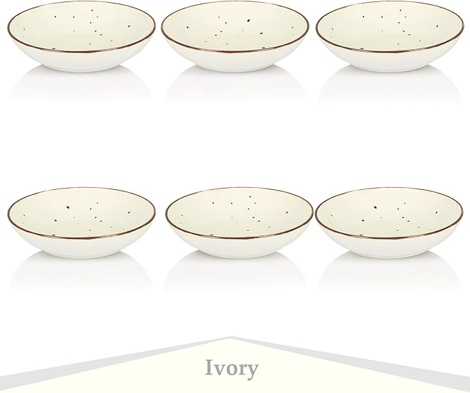 Esfour 8 Inch Porcelain Pasta Bowl, 23.6 Ounces Salad Bowls, Microwave & Dishwasher Safe, Sturdy & Stackable, Set of 6 Ceramic bowls Plates Set, Wide Shallow salad Bowls Set, Classic Assorted Colors