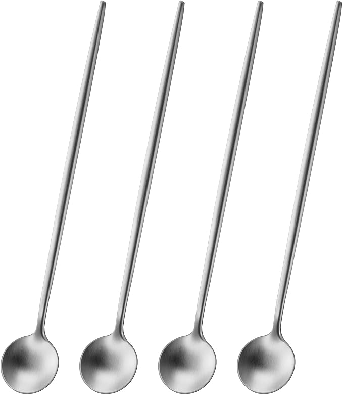 DEHOV 9 Inches Long Iced Teaspoons Set, 4 Pieces Stainless Steel 18/10 Latte by DEHOVKitchen