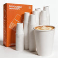 MOUMOULIFE Disposable Paper Coffee Cups 8 oz 100 Count, Leak-Proof White by moumoulife