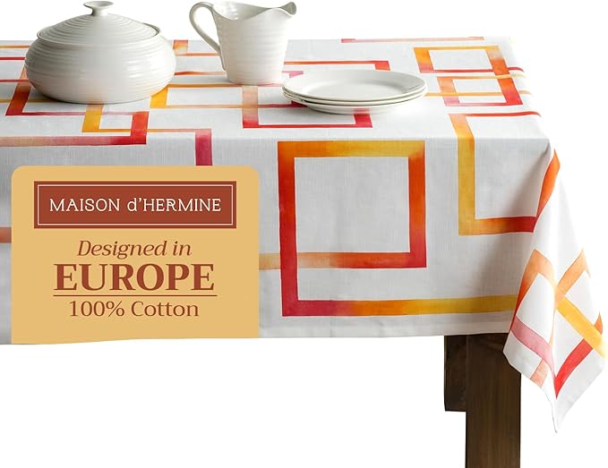 Maison d' Hermine Table Cloth Rectangle Table 100% Cotton 60 x 108 Inches Tablecloth Reusable Decorative for Dining Room Farmhouse Home Valentines Day Decorations Spring Summer - Summer Maze