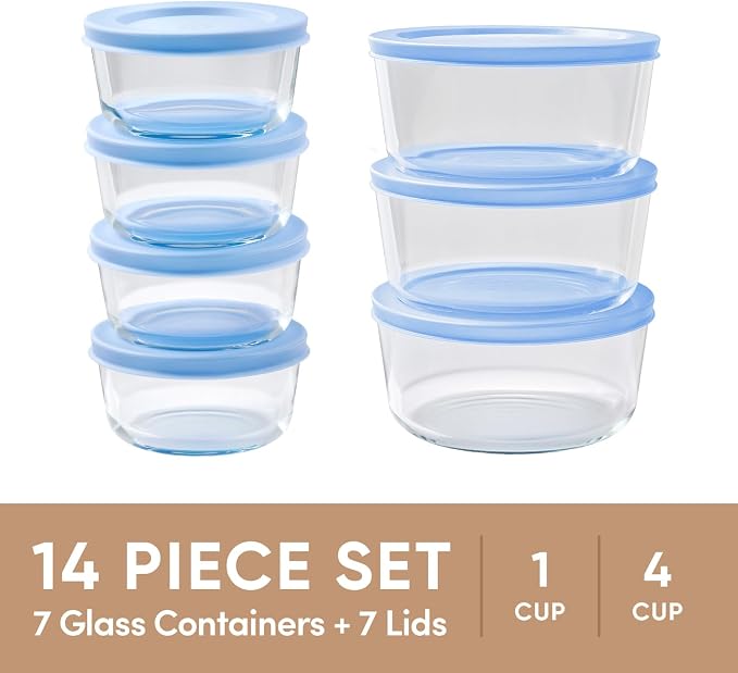 14-Piece Glass Food Storage Containers Set | 1-Cup & 4-Cup, Leakproof | - Image 3