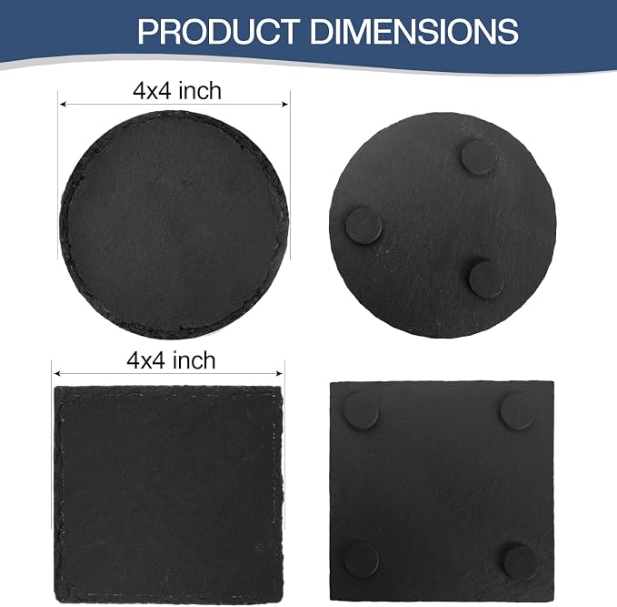 72 Pieces Slate Coasters, Diameter Size 4 inch Black Coasters Stone Coaster Set - Image 2