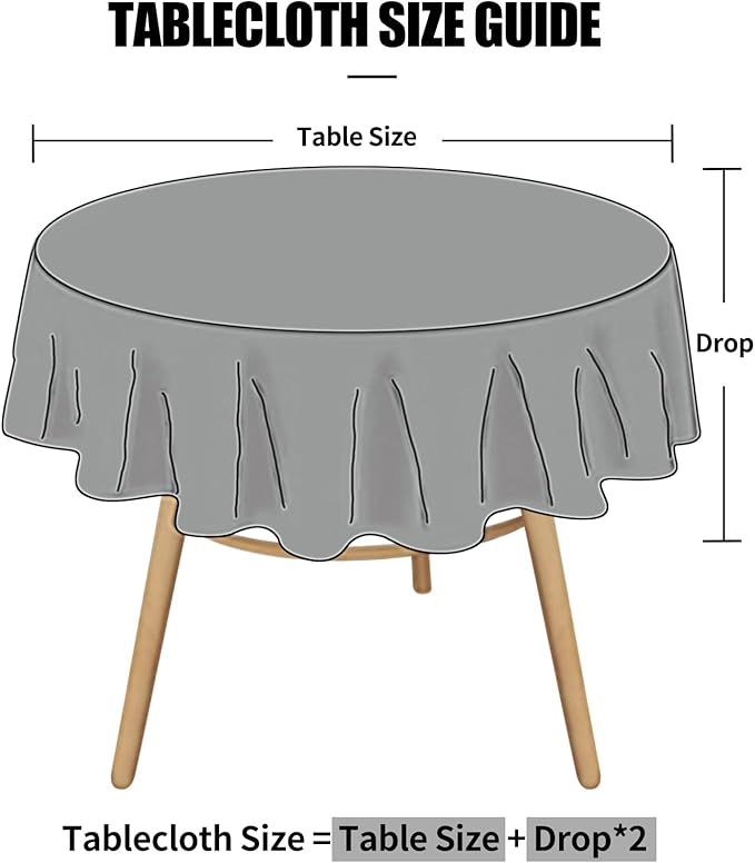 Smiry Round Table Cloth, Waterproof Heavy Duty Vinyl Tablecloths, Wipeable Washable Table Cover for Kitchen and Dining Room (Black, 70" Round)