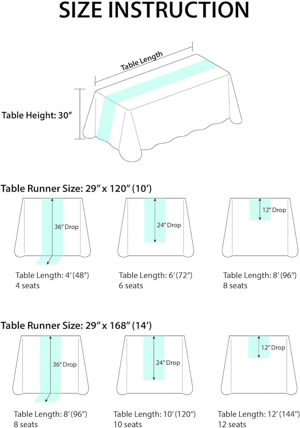 Ling's Moment 14Ft Nude Table Runner, Wedding Sheer Chiffon Table Runners | - Image 6
