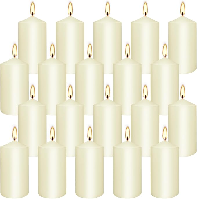 20-Piece Ivory Taper Candles (2x4 inches) | Unscented, Dripless & Smokeless | Clean-Burning Dinner Candles for Weddings, Parties, Dinner Table Decor, Home Dining, Church Ceremonies & Celebrations