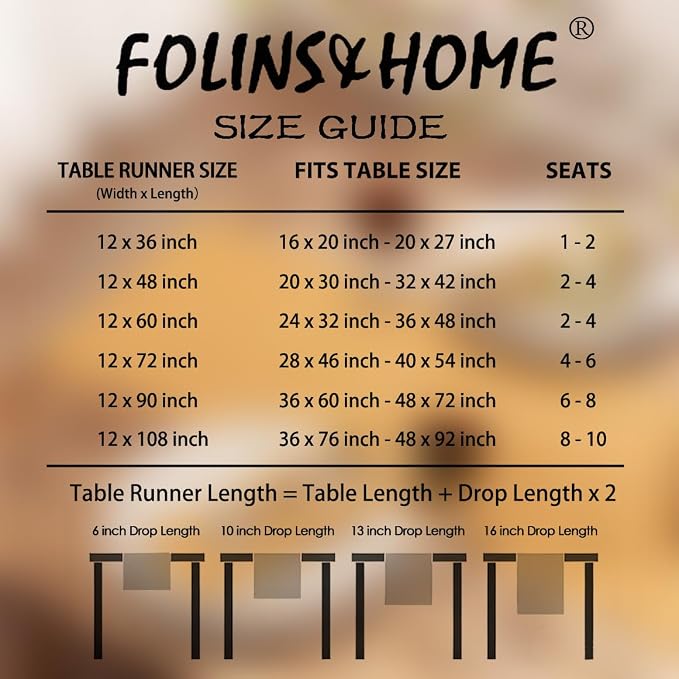 FOLINS&HOME Gold Waterproof Decorative Table Runner 60 Inches Long | 210GSM - Image 6