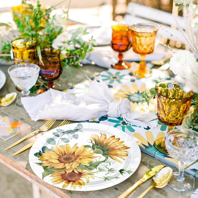 WRAPAHOLIC 25Pcs Sunflower Paper Plates - Image 4