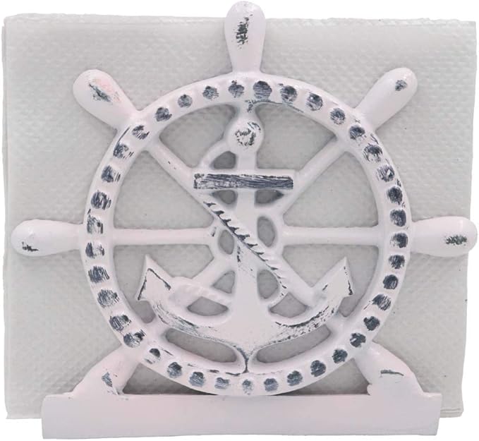 THDC Nautical Napkin Holder, Lunch, Dinner, Nautical Collection Napkin Holder, Made of Metal (Anchor Distressed Pink)