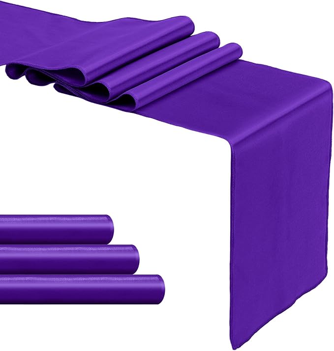 4-Pack Purple Satin Table Runner 12 x 108 Inch Long Bright and Smooth Silk - Image 7