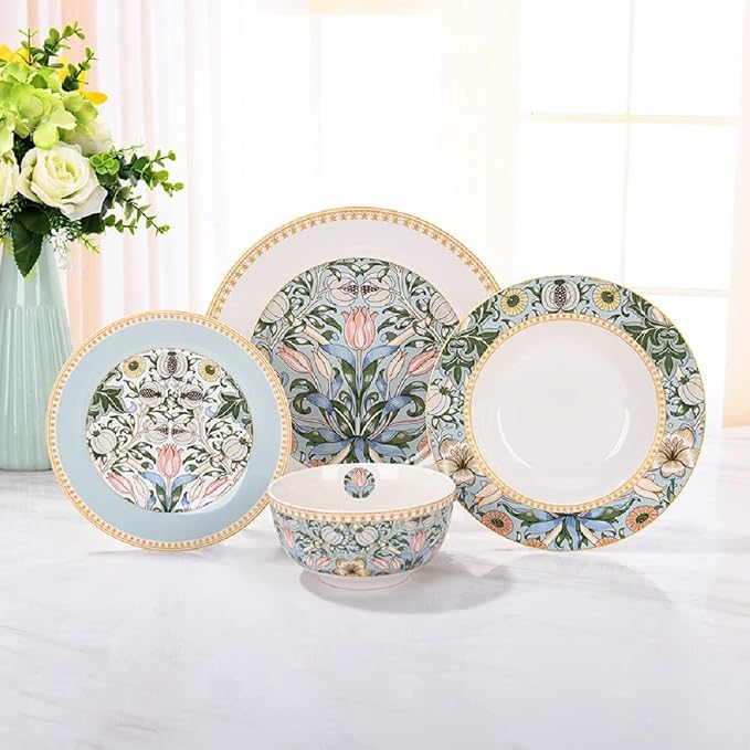 24-Piece Bone China Dinnerware Set in Gift Box, Service - Image 3