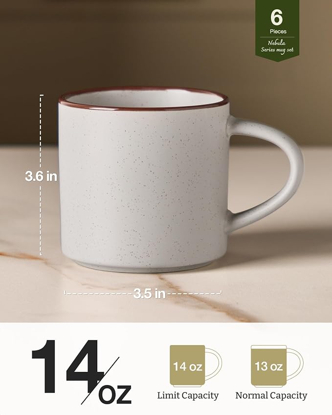 famiware Coffee Mugs Set of 6, Nebula 14oz Coffee Mugs Ceramic Cup Set | - Image 5