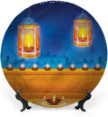 Ceramic Display Plate, Diwali Ceramic Hanging Decorative Plate, Diwali Night Candles, 10 Inch, Living Room Kitchen Decoration Household, Multicolor