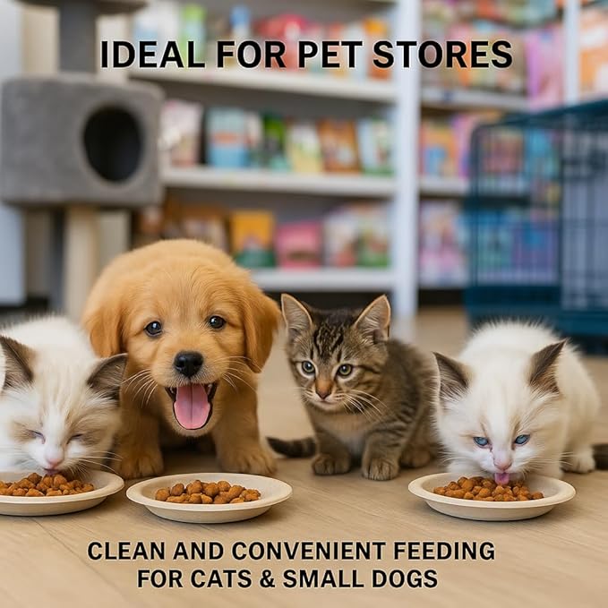 50PCS 6 Inch Disposable Pet Plates for Small Animals, Cats & Puppies, Travel Cat Bowls & Puppy Bowls for Litter, Outdoor Feeding & Travel Pet Food Container, Outdoor Pet Essentials
