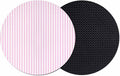 Pink White Stripe Coasters Set of 2, Modern Minimalist Geometric Striped Soft by PIEPLE