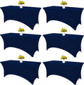 HAISIWLKJ 6 Pack Table Cloth 6ft Navy Blue Tablecloths for Rectangle Folding Table Spandex Fitted Stretch Cover Wrinkle Resistant Washable Protector for Party, Wedding, Banquet, Festival.