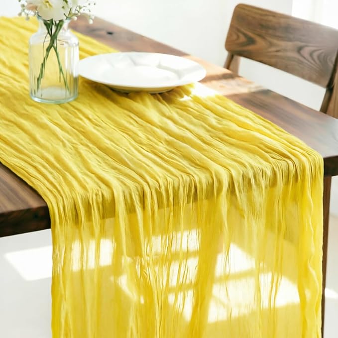 Yellow Cheesecloth Table Runner 120 Inches 10 Ft Gauze Table Runner | Summer by LINXTAR
