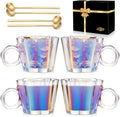 11oz Iridescent Floral Glass Coffee Mugs Set of 4 by ANBFF