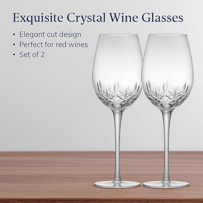 SHOSHIN Premium 22oz Handcrafted Wine Glasses - Lead-Free Crystal Goblets with Intricate Hand-Cut Designs, Extra Large Red Wine Stemware for Elegant Dining & Gift Giving