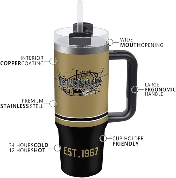 30 oz Tumbler with Handle and Straw,Car cup,Coffee Mug,100% Leakproof Insulated Tumbler with Lid and Straw,Made of Stainless Steel,Cup Holder Friendly Base,Classic Collection Gifts for Fans
