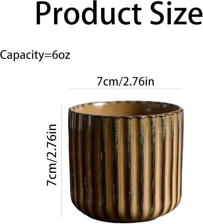 Nordic Ceramic Mug, Japanese Tea Cup 6oz Striped Cup No Handle Drinking Cup - Image 6
