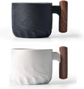 Ceramic Espresso Cup with Wooden Handle, Microwave Safe, 2.08x1.85in, Hand Wash by BlogBlog