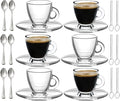BOHEM'S Espresso Cups, 3.2 oz Small Demitasse Clear Glass Espresso Drinkware by BOHEMS