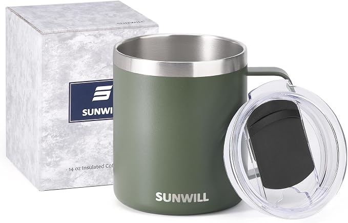 SUNWILL Travel Coffee Mug with Lid, Insulated Tumbler with Handle, 14 oz - Image 5