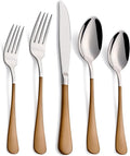 20-Piece Coffee Color Silverware Set 18/0 Stainless Steel Coffee Color Handle Flatware Set Service for 4 Modern Cutlery Set Includes Dinner Knives Forks Spoons, Mirror Polished Dishwasher Safe